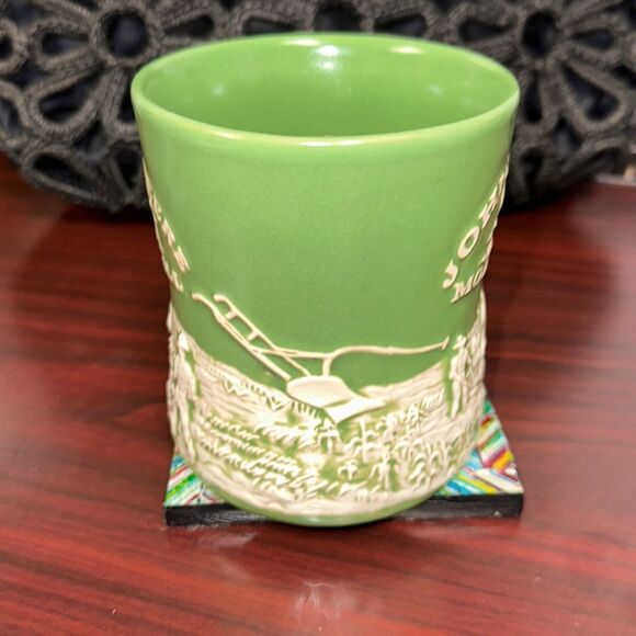 JOHN DEERE VINTAGE Rare Green White Authentic Farming Field Textured Art Mug - Picture 4 of 6